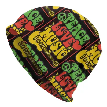 Rasta Barış Aşk Rock Müzik Skullies Beanies Rulo Hippi Punk Şapka Serin Kayak Erkek Kadın Kap Sıcak Çift kullanımlı Kaput Örgü Şapka