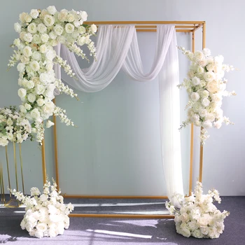 Yapay çiçekler Dekorasyon Özelleştirmek Düğün Çiçek Düzenleme Beyaz Gül Üçgen Çiçek Sıra Yarım Top Düğün Kemer Dekor