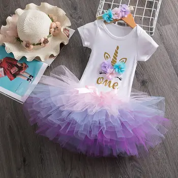 Yeni Pamuk Bebek Kız İlk 1st Doğum Günü Partisi Tutu Elbiseler Vestidos Infantil Prenses Elbise 1 Yıl Kız çocuk giyim