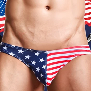 Erkek Mini Külot Külot Elastik Pamuk Erkek U Dışbükey Kese Jockstraps İç Çamaşırı Yeni ABD Flage Baskı Eşcinsel Seksi İç Çamaşırı