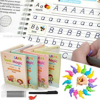 Battı 27 adet/takım Sihirli Pratik Defterini Ücretsiz çocuk Kitapları El Yazısı Kullanımlık Yazma Macun Kaligrafi Montessori Kitap