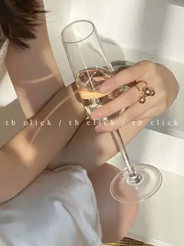 Şarap seti şampanya kadehi Kabarcık Kadeh Kristal Cam kokteyl bardakları Düz Fincan Romantik kırmızı şarap kadehi Gelişmiş Basit
