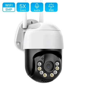 5MP 5X Zoom PTZ Kamera Açık WiFi Kamera H. 265 3MP Ses Kablosuz Video Gözetim 1080P AI İzleme CCTV Güvenlik IP Kamera