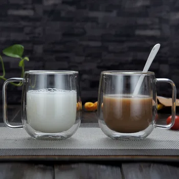 350 ml Isıya Dayanıklı çift duvarlı kupa bardak Bira Kahve fincan seti espresso bardağı kupalar Sıcak süt kupası Züccaciye Bardak Bardak Drinkware