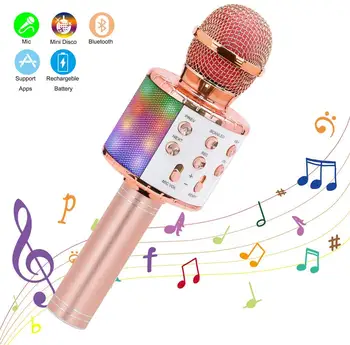 2022 Kablosuz karaoke mikrofonu Bluetooth Mikro Karaoke Ev Müzik Çalar Şarkı microfono Mic mikrofon şarkı için