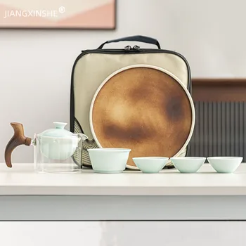 Taşınabilir Seramik Cam Çin Kung Fu çay seti Seyahat çay seti Teaware Demlik Çay Demlik çay bardağı Seti Çay makinesi Demlik