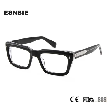 Yüksek Kaliteli Büyük Kare Optik Gözlük Çerçevesi Erkekler İçin Kalın Asetat Gözlük Marka Tasarımcısı Vintage Çerçeve Şeffaf Lens