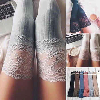 Seksi Medias Lace Up Uzun Diz Çorap Kadın Diz Üzerinde Uyluk Yüksek Çorap Moda Bayanlar Kızlar Sıcak Seksi Karışımı Tayt Siyah Beyaz