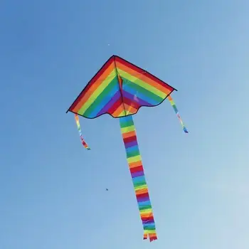 Kolay Uçuş ! Büyük Renkli Gökkuşağı Uçurtma Uzun Kuyruk Naylon Açık 30m Sörf Çocuk Oyuncakları Çocuk Uçurtmalar ile Açık Hat Çocuklar için