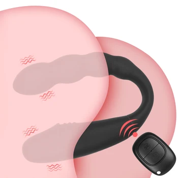 G Noktası Vajina Klitoris Anal Masaj Yapay Penis U şeklinde Seks Oyuncakları Kadınlar için Çift Başlı Vibratörler Seks Shop Erotik Oyuncak Kablosuz Kontrol