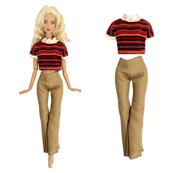 NK Resmi Bayan Kıyafetleri barbie bebek 1/6 BJD Bebek Aksesuarları Moda Elbise Stipe Gömlek + Uzun Pantolon Oyuncaklar