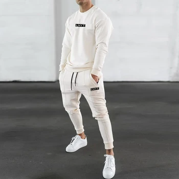 Bahar 2021 Yeni Marka Erkek Eşofman Pamuk Rahat Erkek Setleri Kazak+Pantolon Hoodie Spor 2 Parça Kıyafetler Giysileri erkekler için