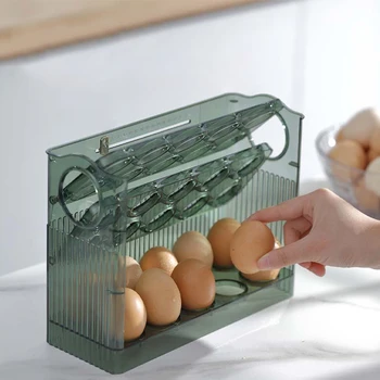 Yumurta depolama raf Flip - Tipi yumurta saklama kutusu standı tutucu 30 ızgaralar buzdolabı organizatör kutuları konteyner taze tutmak tepsi mutfak