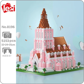 Lezi 8196 Dünya Mimarisi Ada Düğün Manor Kilise Bahçe DIY Mini Elmas Blokları Tuğla Yapı Oyuncak Çocuklar için hiçbir Kutu