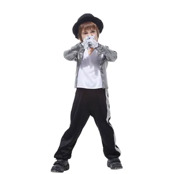 Karnaval Michael Jackson Kostüm Cosplay Dansçılar Çocuk Boys Parodi Gösterisi süslü elbise Doğum Günü Partisi