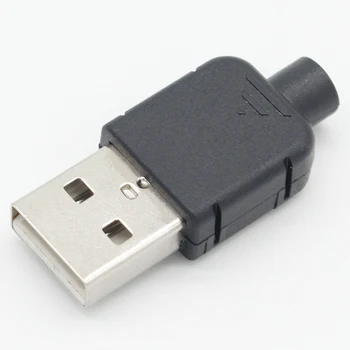 10 Takım DIY USB 2.0 Konnektör Fişi A Tipi Erkek 4 Pin Montaj adaptör soketi Lehim Tipi Siyah Plastik Kabuk Veri Bağlantısı İçin