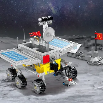 250 + adet Yapı Taşı Uydu Çin Uzay DIY Roket Araç Ay Rover Araba Tuğla Ay İniş Uydu Uyumlu