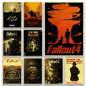 Fallout Klasik Oyun Vintage Kraft Kağıt ve Baskı Posteri Bar Cafe Oturma Odası Yemek Odası Duvar Dekoratif Tablolar