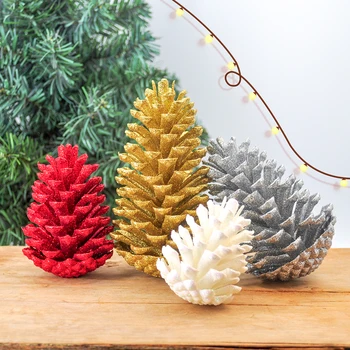 4 ADET Yapay Bitkiler Sahte suni çam kozalağı Dekoratif Çiçek Çelenk DIY Noel Ağacı Süsleme Kolye Ev Partisi Dekorasyon Hediye