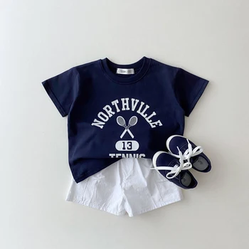 Yürüyor Çocuk Bebek Erkek Kız Elbise Yaz Pamuk Kısa kollu T Shirt Giyim Graffiti baskı t-shirt Çocuk Üst Bebek Kıyafeti