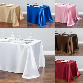 Beyaz Masa Örtüsü Polyester Masa Örtüsü Dikdörtgen saten Masa Örtüsü Doğum Günü Noel ev Partisi Dekoru Düğün Malzemeleri
