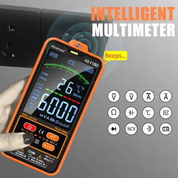 Dijital Multimetre Lntelligent Multimetre Renkli Ekran DC AC Gerilim Kondansatör Omik Diyot Çok Kanallı NCV Hz Canlı Algılama
