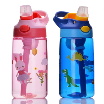Çocuk su bardağı Yaratıcı karikatür bebek besleme bardak payet ile sızdırmaz açık taşınabilir çocuk su şişeleri