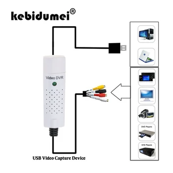 kebidumei USB 2.0 Video Yakalama Aygıtı USB Kolay Kap Video TV DVD VHS DVR Yakalama Adaptörü Kolay Kap desteği Win10