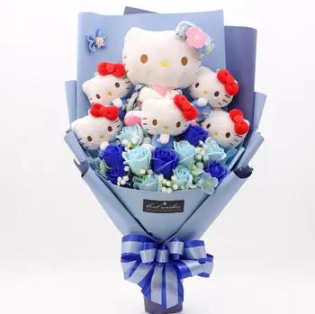Hello Kitty peluş oyuncak Kawaii Odası Dekor Oyuncak Dikiş Sanrio Oyuncaklar Çocuklar İçin Sevimli Kız Anime Peluş Çocuklar Bebek Peluş Buket