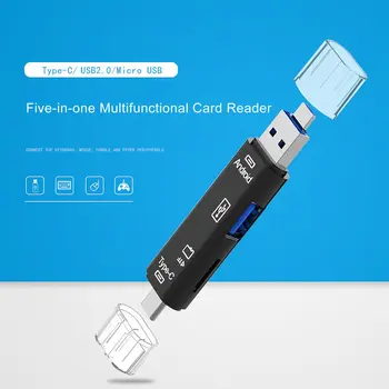 Yüksek Hızlı 5in1 USB 3.0 Tip C / USB / mikro USB SD TF Hafıza kart okuyucu OTG Adaptör Konnektörü Yüksek Hızlı Bellek kart okuyucu