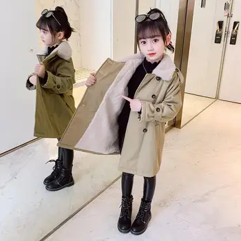 Kız bebek Ceket Ceket Dış Giyim Uzun Tarzı Kürk Kalınlaşmak Sonbahar Kış Artı Kadife Sıcak Okul Resmi Polar çocuk giyim