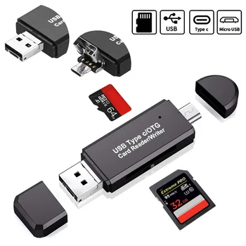 3in1 USB 2.0 Tip C mikro USB OTG microSD TF USB kart okuyucu için Samsung için Huawei Android Akıllı tablet telefon PC Dizüstü Bilgisayar