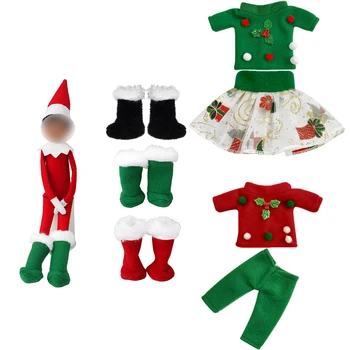Noel Elf oyuncak bebek giysileri 3 Adet Çizmeler Etek Pantolon Takım Elbise Lafanfan Etek Kawaii Aksesuarları Oyuncaklar doğum günü hediyesi (Sadece Giysi)