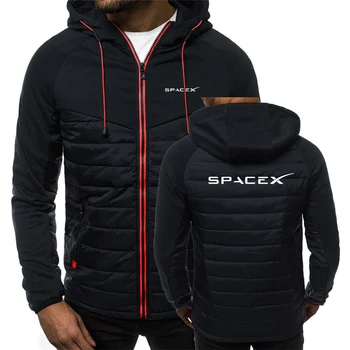 2022 SpaceX erkek Yeni Kış Fermuar Hoodies Uzay X Logo Baskı pamuklu ceket Su Geçirmez Dış Giyim Casual İsıtıcı Patchwork Ceket Üst