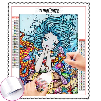 5D DIY Dökülen Tutkal Elmas Boyama Kitleri Taraklı Kenar Pretty Güzel Anime Kız El Sanatları Benzersiz Hediye Duvar Dekorasyon Tuval