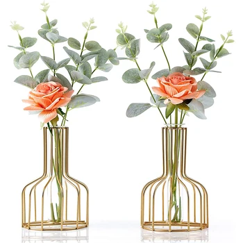 Yapay çiçekler Yüksek Kaliteli Metal Vazo Ev Dekor için Şakayık Düğün Buket Sahte Bitkiler İpek Okaliptüs Yaprakları
