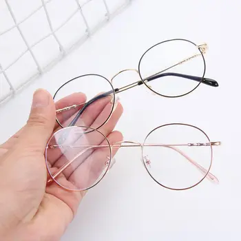 Moda mavi ışık engelleme bilgisayar gözlük Ultralight yuvarlak Metal gözlük gözlük Anti mavi ışık UV 400 koruyucu gözlük