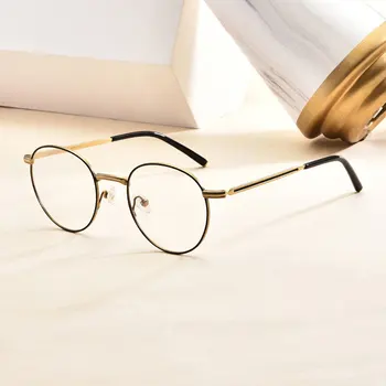 Tam Jant Saf Titanyum Çerçeve Gözlük Erkek ve Kadın İçin Yuvarlak Şekil Ultra Hafif Retro Marka Miyopi Gözlük
