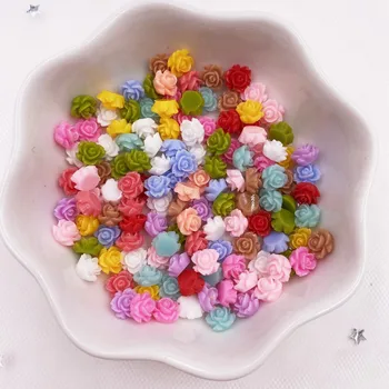 100 adet Reçine Sevimli Renkli 3D Çiçek Flatback Rhinestone Düğmeler Aplikler DIY Düğün Karalama Defteri Manikür Aksesuarları Zanaat L241
