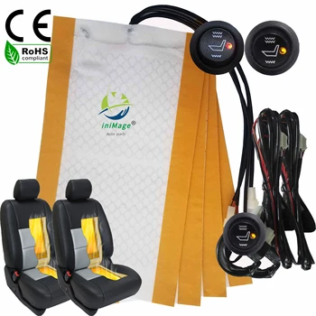 Araba Koltuğu Isıtmalı 2 koltuk kullanımı evrensel 12v otantik K1 karbon fiber isıtma pedi yuvarlak anahtarı Hi-off-lo sıcaklık araba koltuğu ısıtıcı