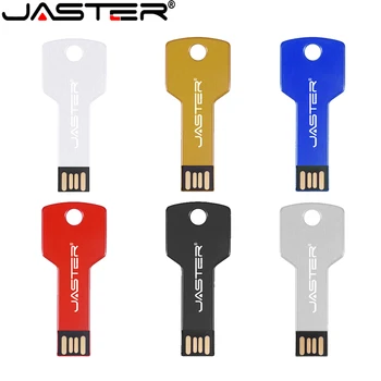 JASTER Metal Anahtar USB bellek Sürücüler 64GB Ücretsiz Özel Logo Kırmızı Bellek Sopa Anahtarlık ile Yaratıcı İş Hediyeler Kalem Sürücü 32GB