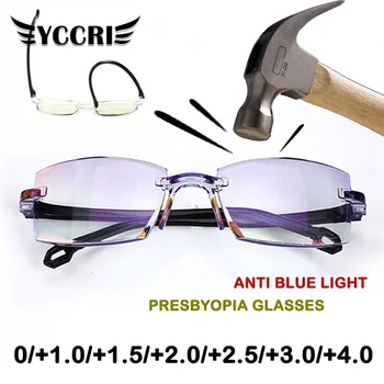 2022 Erkekler Kadınlar Çerçevesiz okuma gözlüğü Anti Mavi ışık Bifokal Uzak Yakın Büyütme Gözlük Presbiyopik Gözlük 0 ila +4.0