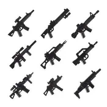 10 adet / grup Modern Saldırı Karabina Av Tüfeği Keskin Nişancı Tüfekleri tabanca Askeri Silahlar MOC Parçaları Yapı Taşları Tuğla Oyuncaklar Çocuklar için