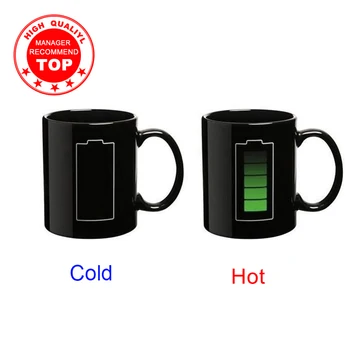 Yaratıcı Pil Sihirli Kupa Pozitif Enerji Renk Değiştirme Fincan Seramik Renk Değişikliği Kahve Çay Süt Kupalar Yenilik Hediyeler