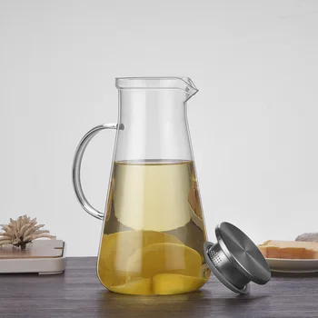 2.2 L gözlük soğuk su şişesi mutfak su ısıtıcısı kavanoz ısıya dayanıklı cam su sürahi kahve çay potu şeffaf sürahi sürahi