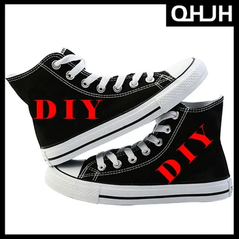 QHJH desen özel kanvas ayakkabılar düz renk DIY desen özel kanvas ayakkabılar kendi kanvas ayakkabılarını yapmak için resimler sağlayabilir