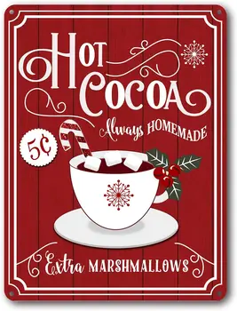 Yılbaşı dekoru Işaretleri Çiftlik Evi Dekoratif Kırmızı Sıcak Kakao Vintage Duvar Süslemeleri-Fincan Kakao