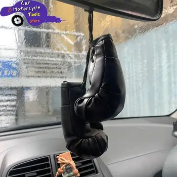 1 Çift Araba boks eldiveni Asılı Ayna Deri Kolye Araba Aksesuarları İç Araba Dekorasyon Dıy Serin Süsler Anahtarlık