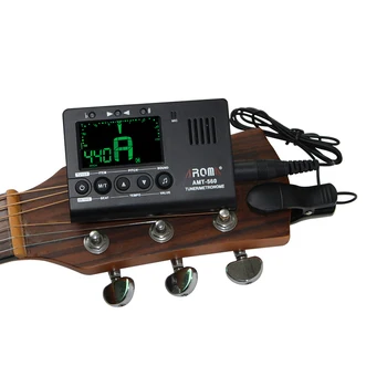 Yüksek Kaliteli AMT-560 Gitar Tuner Metronom Dahili Mikrofon ile Pikap Kablosu Gitar Kromatik Bas Keman Ukulele