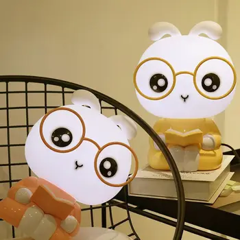 Ayı Gözlük Tavşan Lamba Modern Bebek Gece Lambası Çocuklar Led Gece Lambası Karikatür Hayvan masa lambaları Çocuk Doğum Günü Tatil Hediyeler